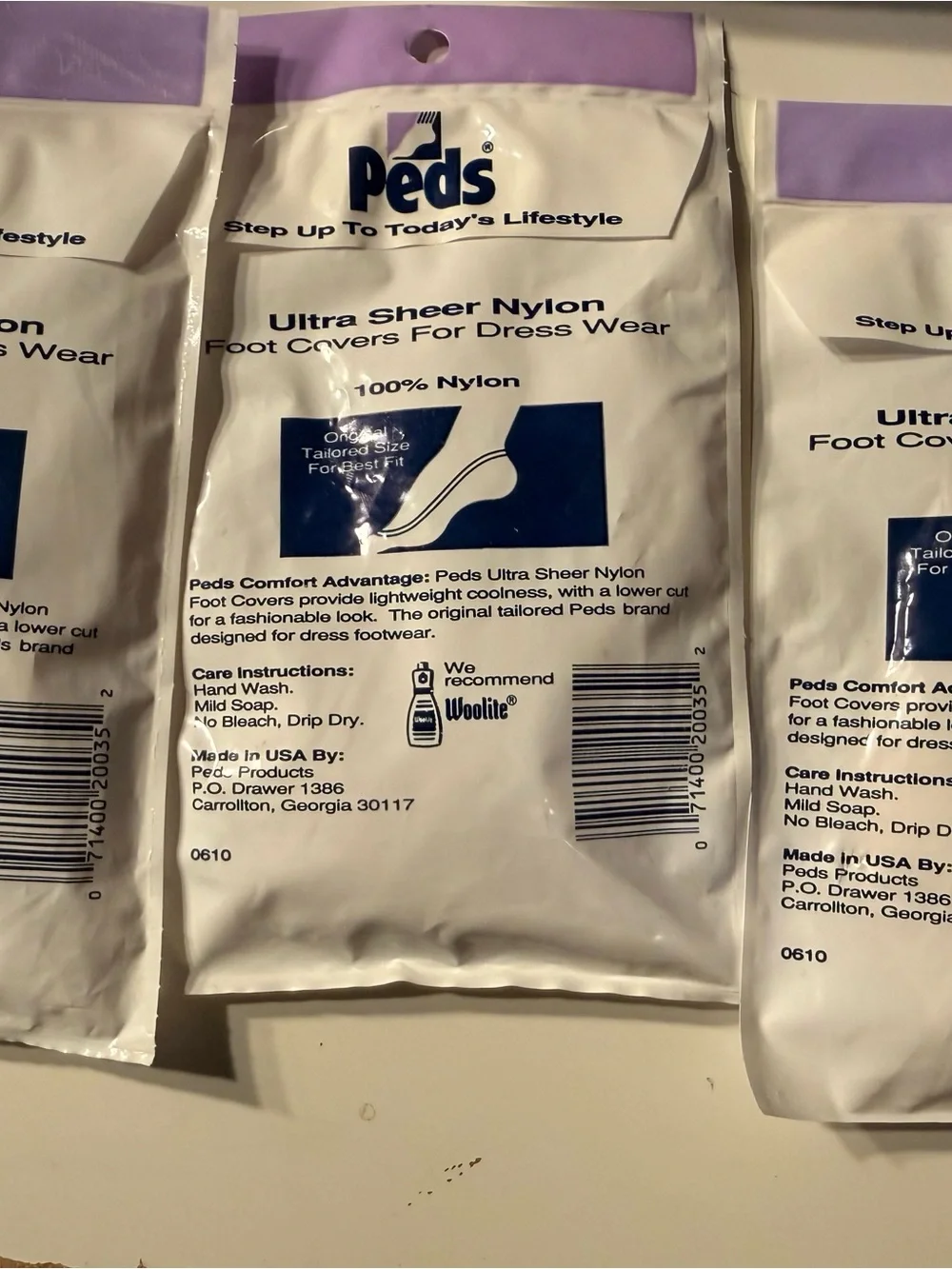 Peds Ultra Sheer Nylon Foot Covers - Nude vintage  set of 3. Plus 4th set open